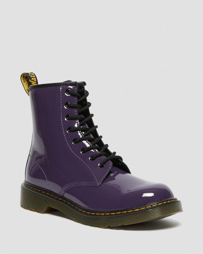 Dr Martens Youth 1460 Lak Læder Snørestøvler Børn Lilla | DK 713WNB